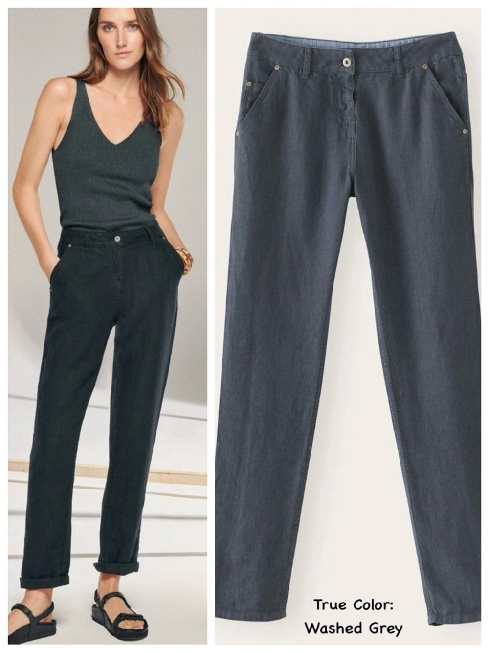 POETRY Heavy Linen Charcoal Grey Straight Leg Jeans Pants size 4